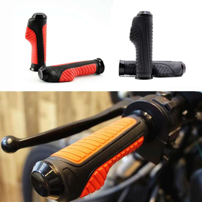 AKE - Spyker Universal 7/8" Motorcycle Handlebar Grips | Anti-Skid Aluminum & Soft Rubber Hand Grips for Touring & Commuter Bikes | Red & Black